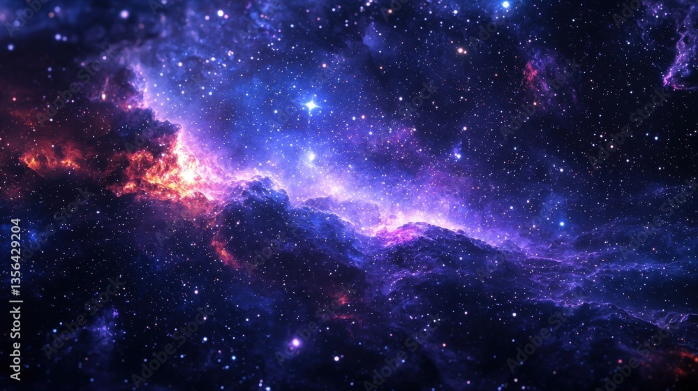 Obraz premium Cosmic Splendor with Vibrant Nebulae and Distant Stars in a Deep Space Environment Captured in Striking Colors