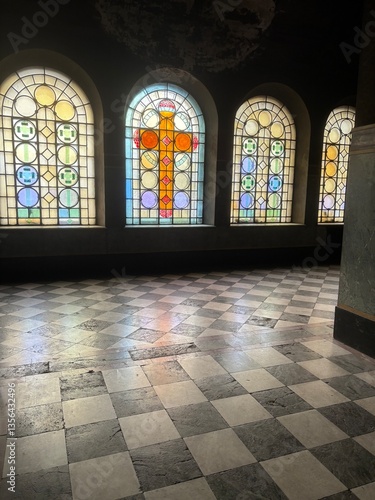 stained glass window in the church