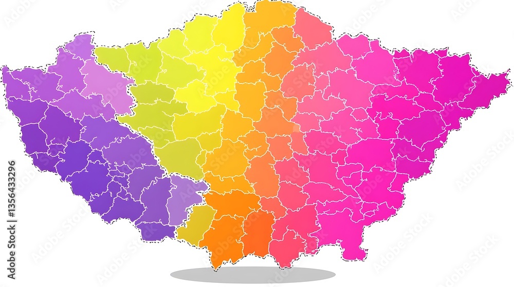 Obraz premium Colorful region map divided into sections.