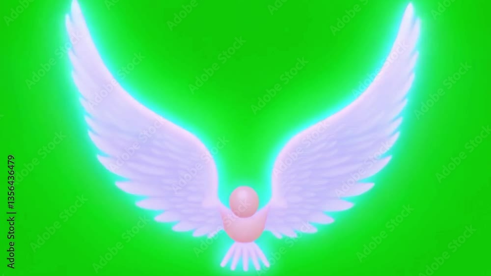 Glowing angel wings spreading animation on green screen spiritual ...