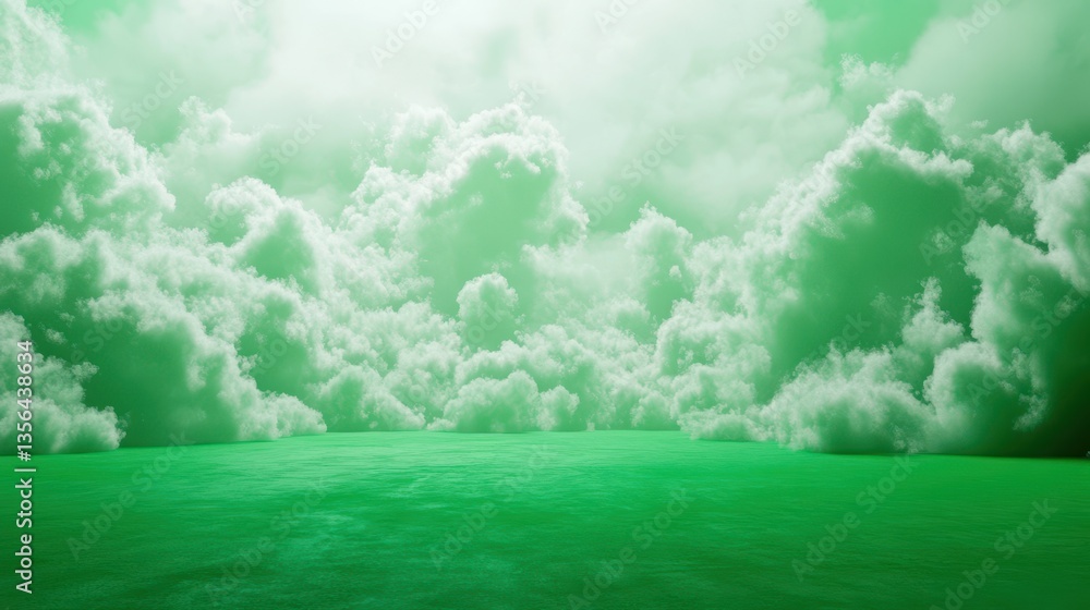 Fototapeta premium Green Sky Cloudscape Dreamlike Landscape Fantasy Background