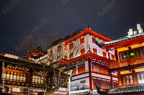 Photography chinese temple at night