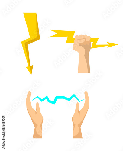 Set lightning icons full color