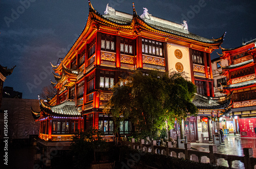 chinese temple at night