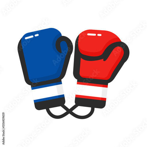 Pair of red and blue boxing gloves symbolizing competition and fighting spirit