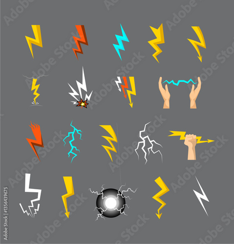 Set lightning icons full color