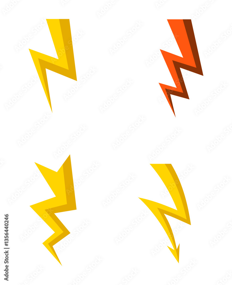 Set lightning icons full color Set lightning icons full color