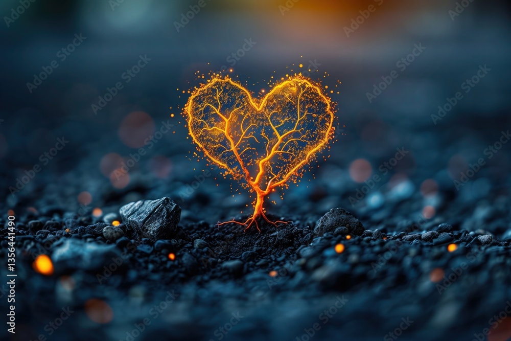 Fototapeta premium A healthy heart monitor line that forms into a tree, showing the growth and sustainability of long-term health 