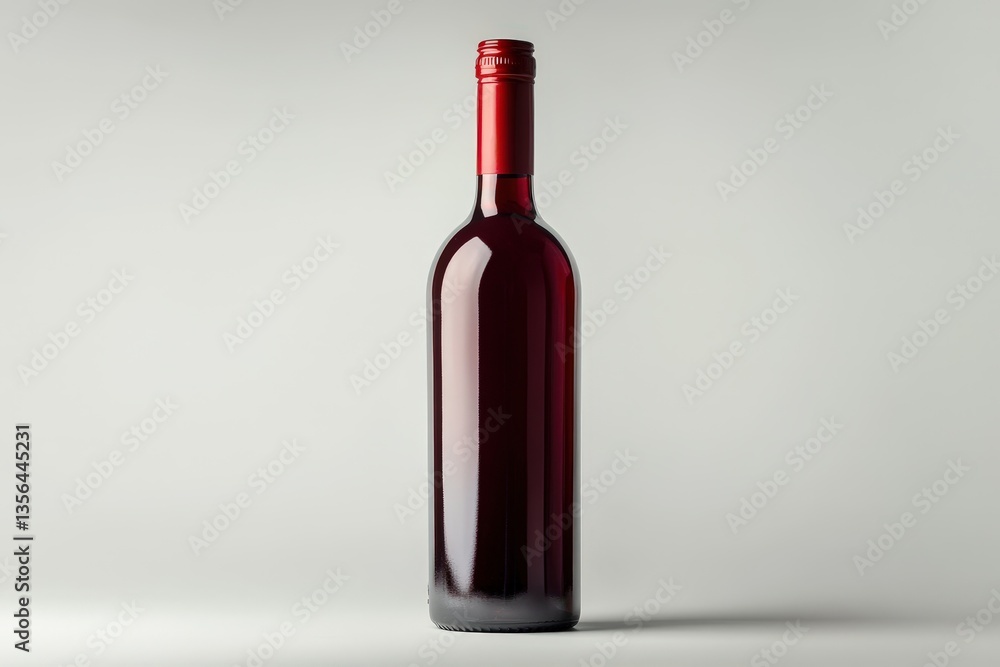 An elegant dark red wine bottle is presented on a simple background An elegant dark red wine bottle is presented on a simple background