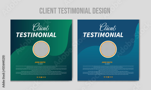 creative two gradient colorful variation modern and clean client testimonial design for social media post, professional  client testimonial bundle design with circular shape, stylish and abstract set,