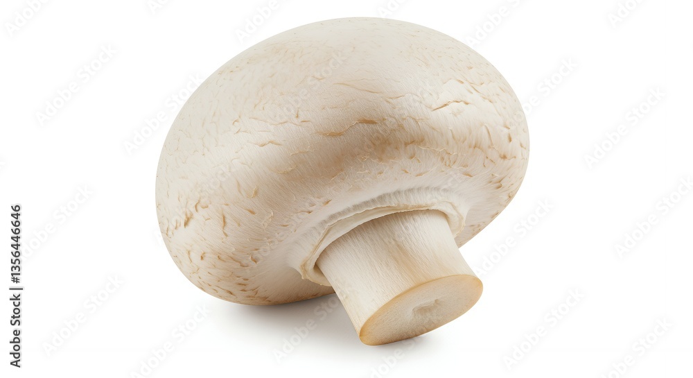 Fototapeta premium Close-up of a White Button Mushroom on a White Background
