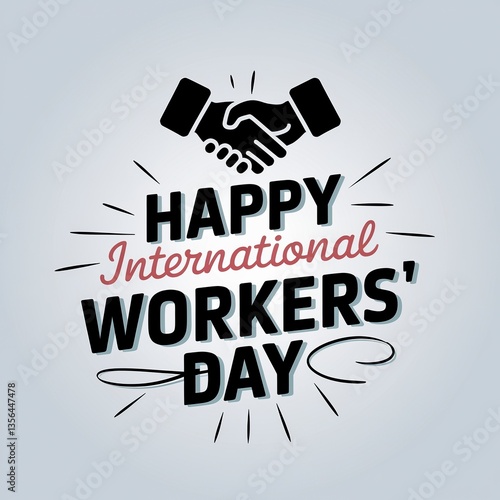 Celebration of International Workers' Day with a handshake symbolizing solidarity among workers