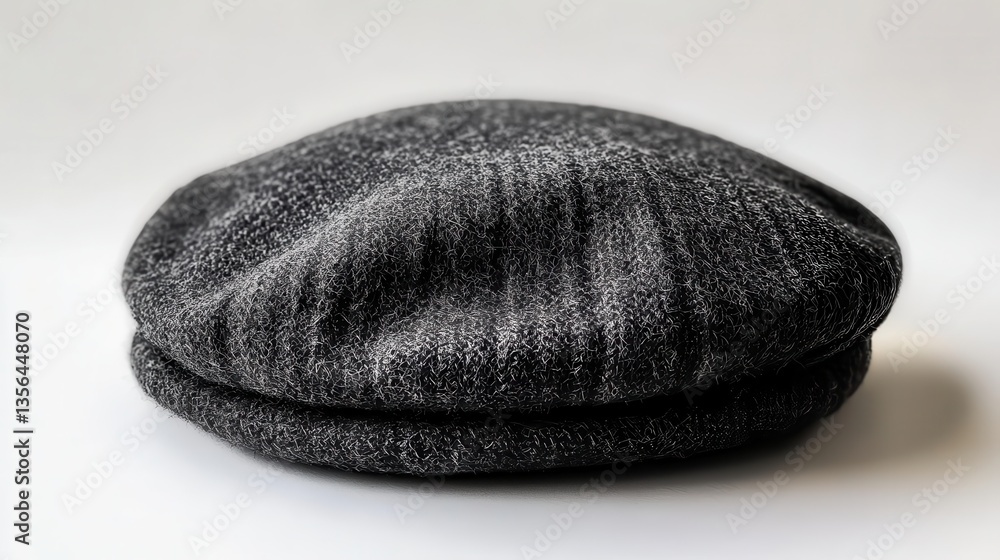A chic wool beret in charcoal grey, isolated on a transparent background A chic wool beret in charcoal grey, isolated on a transparent background