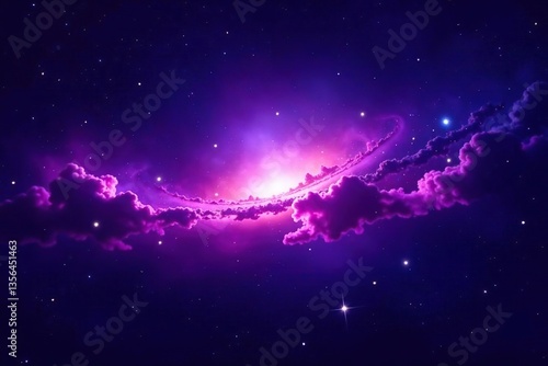 Vibrant violet galaxy with sparkling stars and nebula clouds,  colorful,  night
