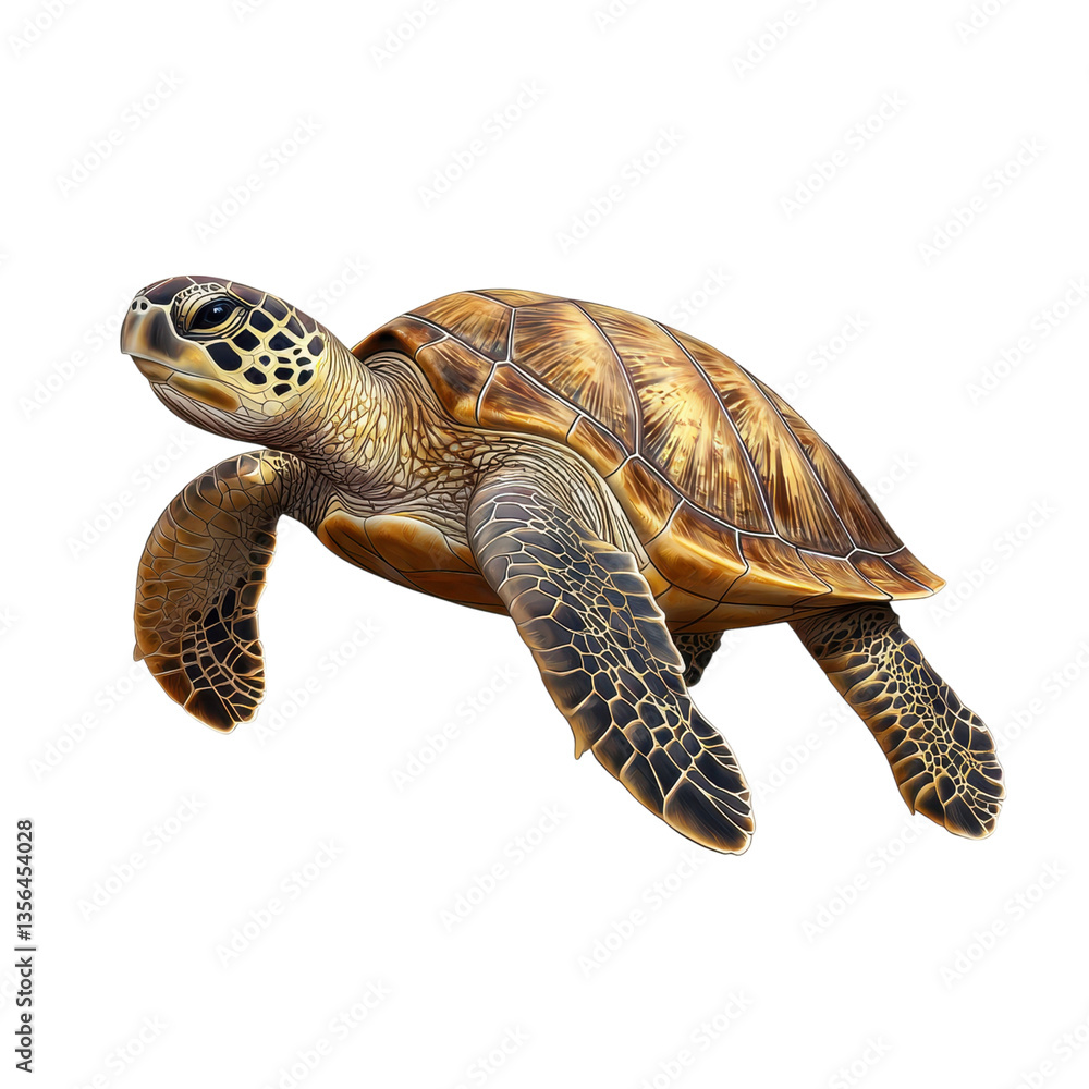 Fototapeta premium Sea turtle swimming in the ocean. Concept of marine life, wildlife, and conservation.