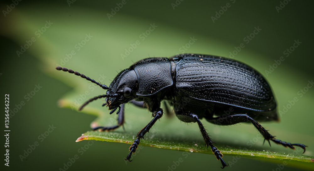 Macro Shot of a Black Beetle on a Leaf – Detailed Insect Photography
Macro Shot of a Black Beetle on a Leaf – Detailed Insect Photography