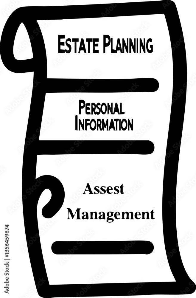 Naklejka premium financial planning expenses protection concept. Estate planning checklist with key categories outlined.