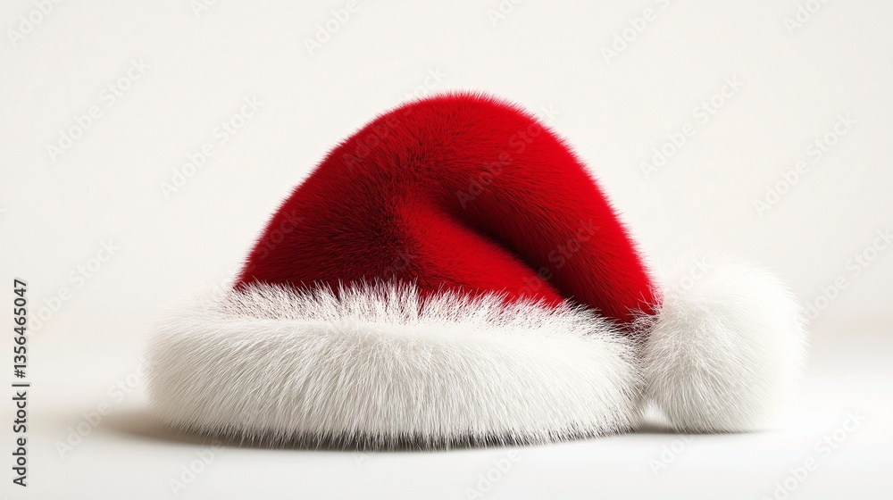 Christmas Santa Hat: a vibrant Santa hat, with a bright red exterior, a fluffy white trim, and a soft pom-pom, it embodies the festive spirit. Christmas Santa Hat: a vibrant Santa hat, with a bright red exterior, a fluffy white trim, and a soft pom-pom, it embodies the festive spirit.