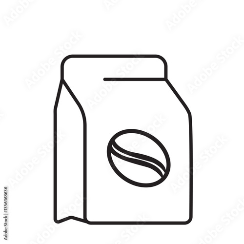 Coffee beans pack vector icon isolated on transparent background. Coffee beans packaging icon vector illustration. Coffee box. Pack of coffee vector icon.