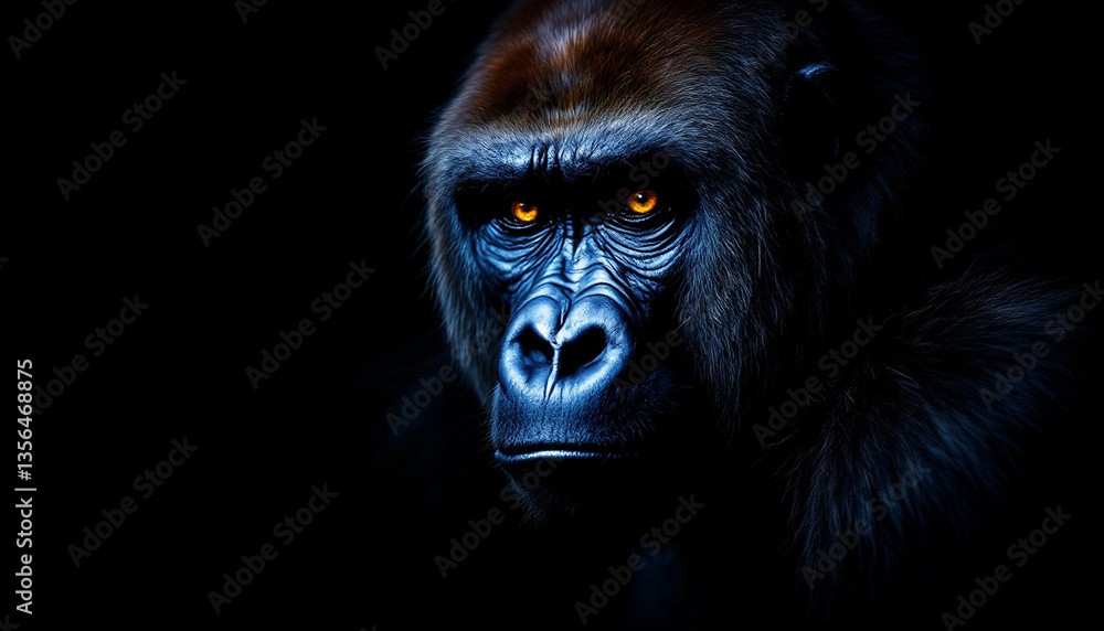 Obraz premium mystical gorilla portait in dark ambiance