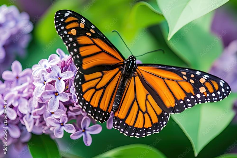 Fototapeta premium Monarch butterfly on a lilac flower