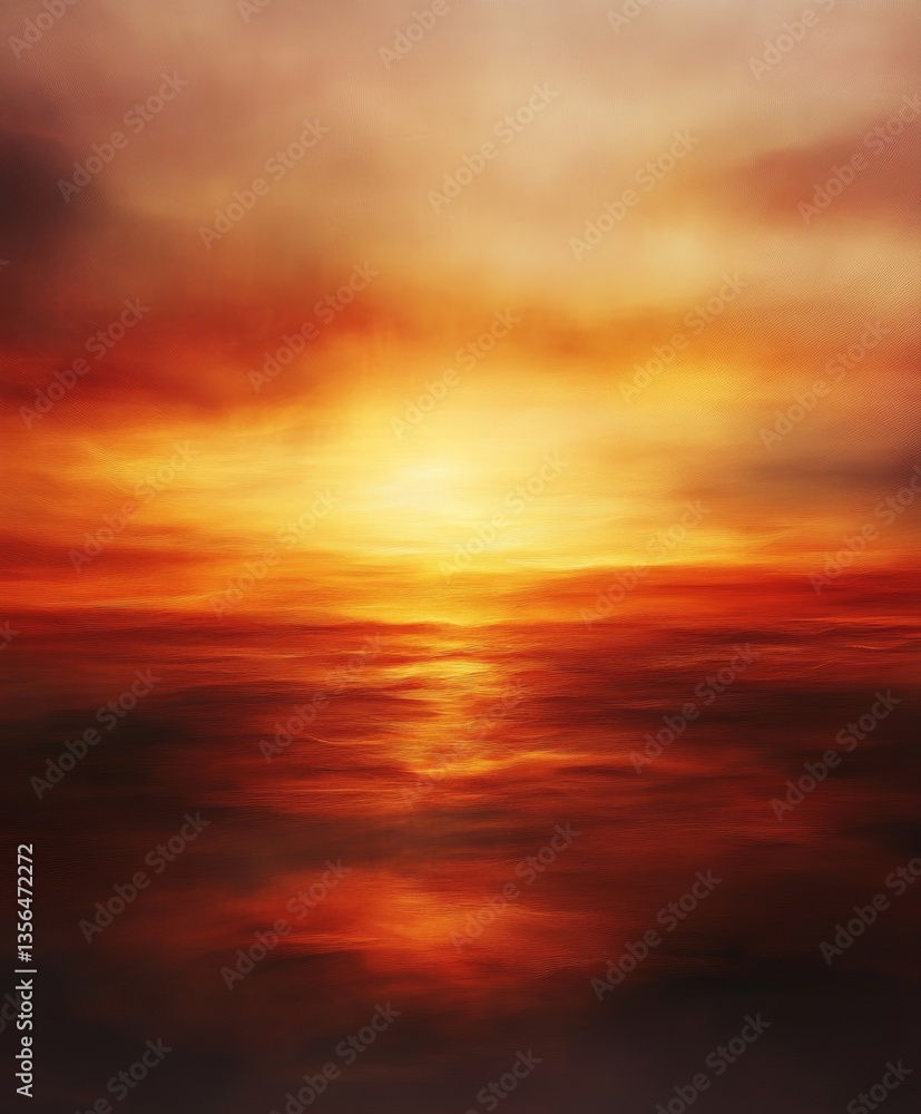 Fototapeta premium A vibrant sunset over the ocean with hues of orange and red