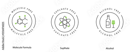 Molecule Formula Wine Drinking Sulfate Chemical Composition Vector Icon Collection Set
