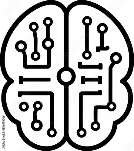 Brain with a circuit board inside. Suitable for technology, artificial intelligence, robotics, innovation, concept design, cybersecurity, and futuristic themes.
