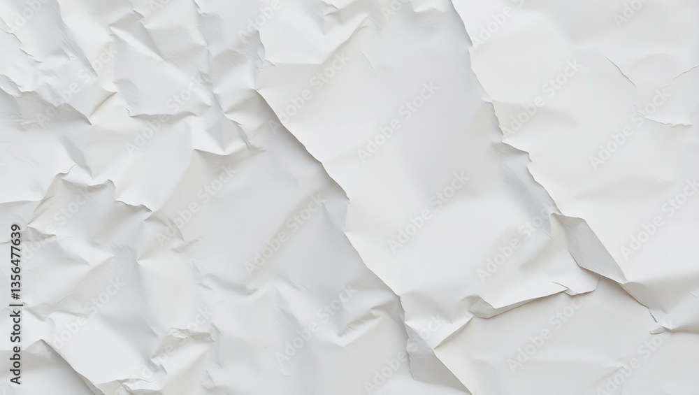 Fototapeta premium Wrinkled White Paper Texture Background for Design and Art Projects
