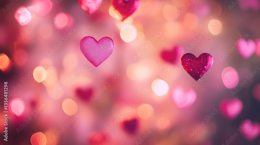 Delicate pink heart bokeh creates a romantic atmosphere perfect for celebrating love on Valentine's Day with soft glows and charming shapes Delicate pink heart bokeh creates a romantic atmosphere perfect for celebrating love on Valentine's Day with soft glows and charming shapes