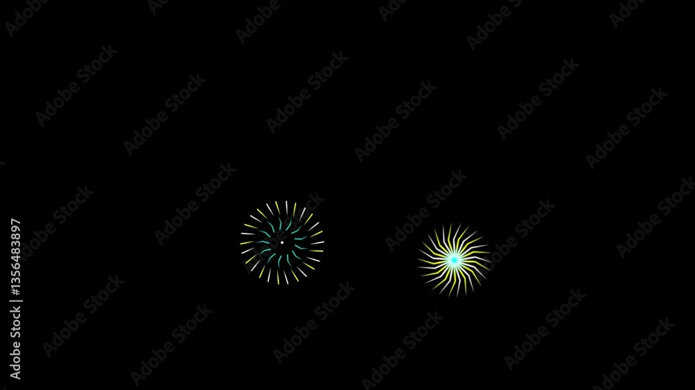 Line Burst Firework Animation with Geometric Circle Effects Line Burst Firework Animation with Geometric Circle Effects