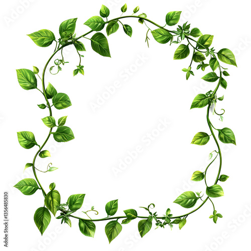 Wallpaper Mural Lush Green Vine Frame Botanical Illustration Nature Decor Torontodigital.ca