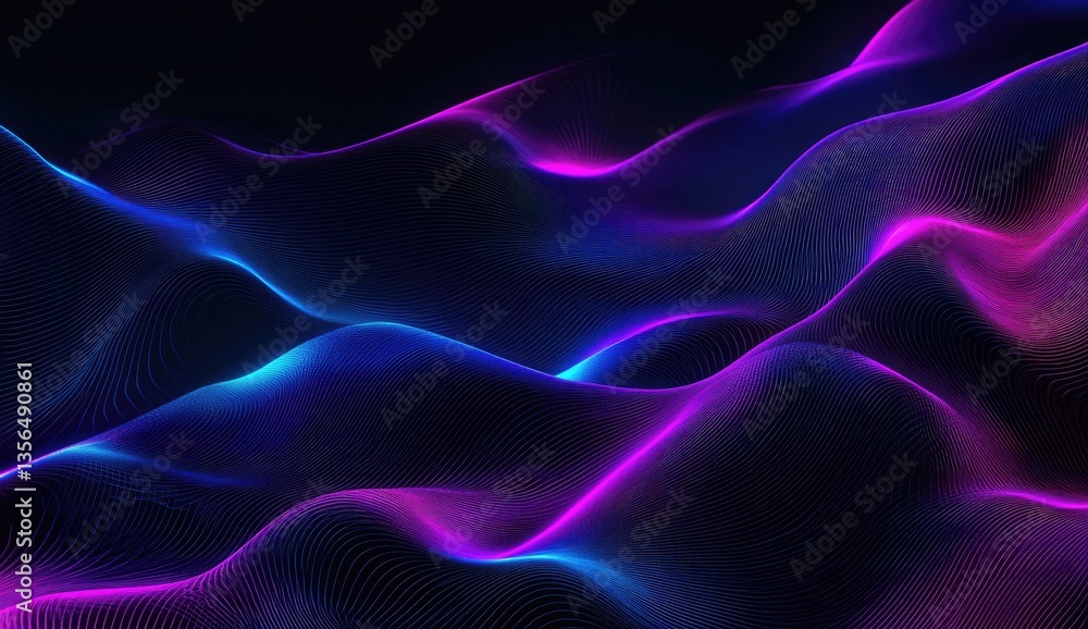 Abstract wavy lines of neon colors. Dynamic, futuristic, and ethereal digital art Abstract wavy lines of neon colors. Dynamic, futuristic, and ethereal digital art