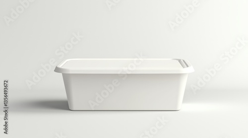 Obraz na płótnie Minimalist White Takeaway Food Container on Plain Background w salonie