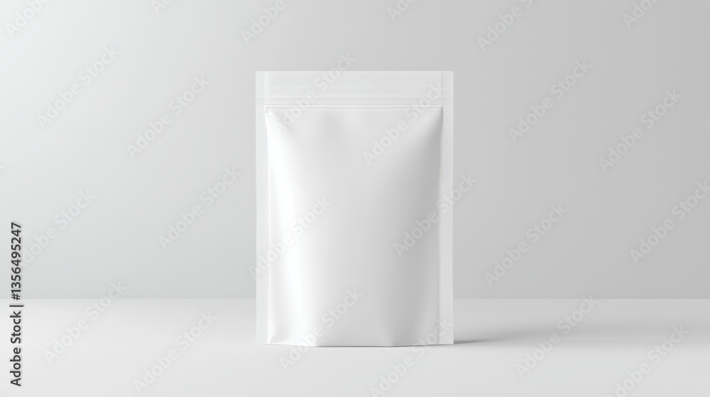Minimalist White Stand-Up Pouch Mockup for Packaging Design Minimalist White Stand-Up Pouch Mockup for Packaging Design