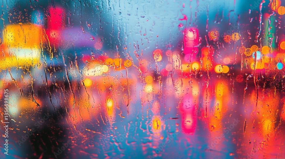 Obraz premium Dynamic Urban Blur of Cityscape at Dusk with Vibrant Lights and Fast Moving Traffic Creating Energy