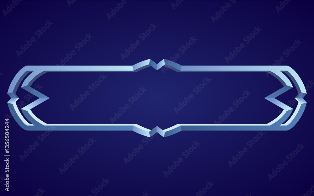 Frame medieval game ui. Empty rectangle frame in old style, interface element. Metallic banner or decorative border. cartoon of blank rectangle button