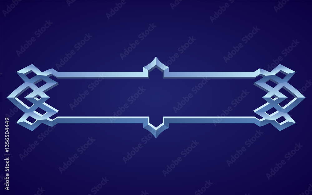 Frame medieval game ui. Empty rectangle frame in old style, interface element. Metallic banner or decorative border. cartoon of blank rectangle button