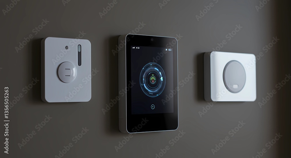 Smart Home Technology Devices on Wall for Automation and Control Smart Home Technology Devices on Wall for Automation and Control