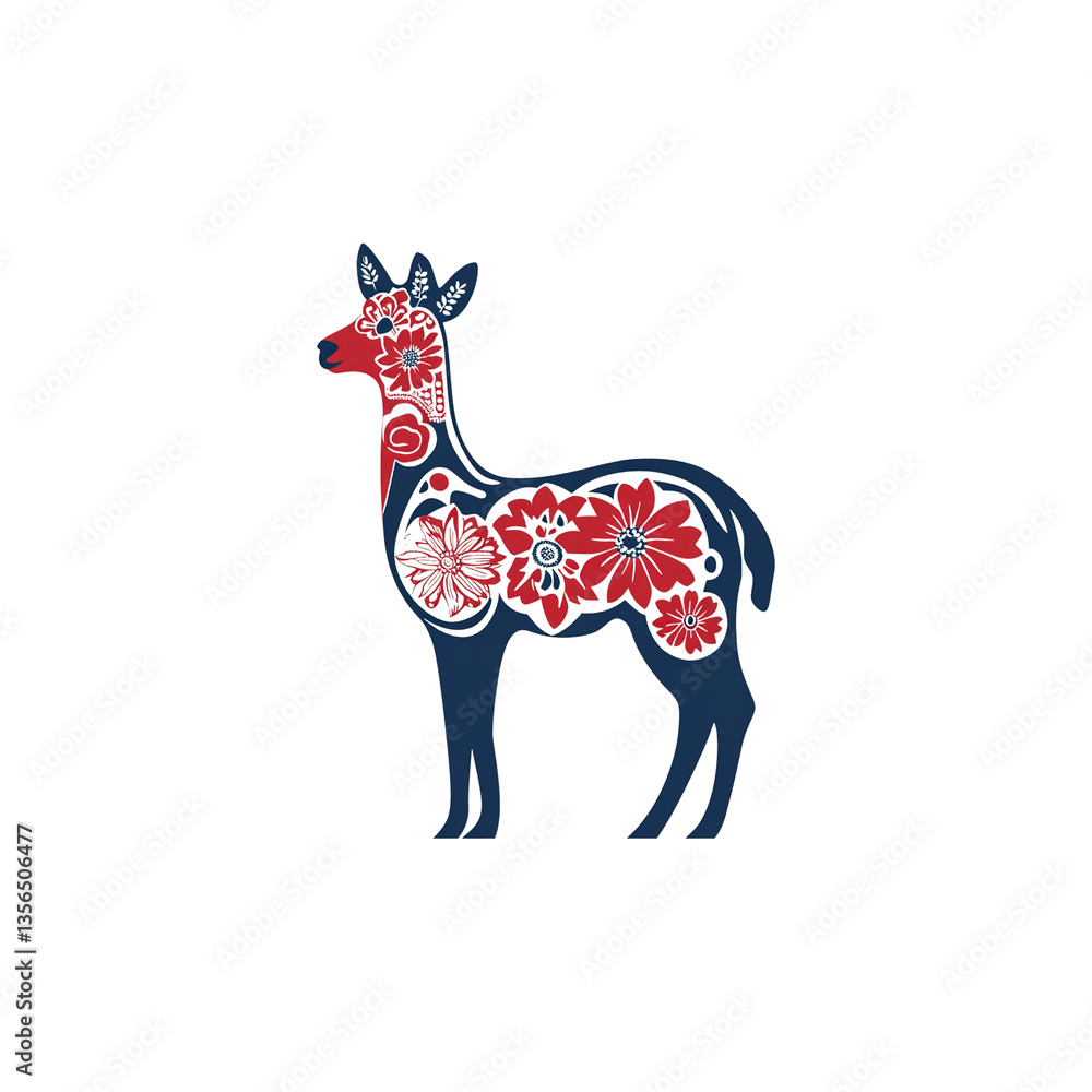 Fototapeta premium Floral Deer Silhouette Elegant Nature Design