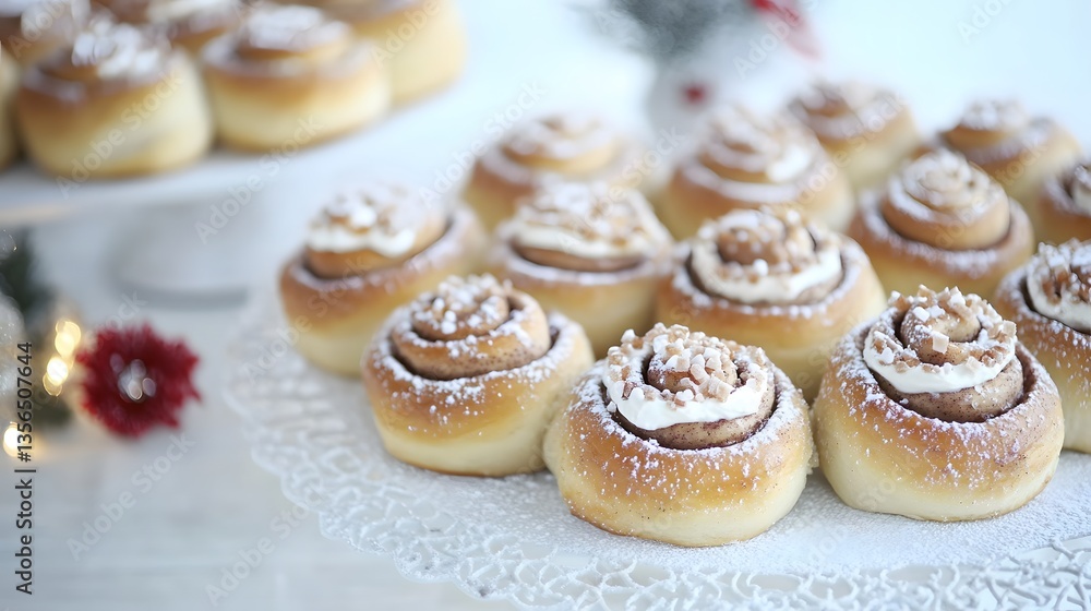 Delicious Homemade Cinnamon Rolls with Cream Cheese Frosting and Toasted Nuts Delicious Homemade Cinnamon Rolls with Cream Cheese Frosting and Toasted Nuts