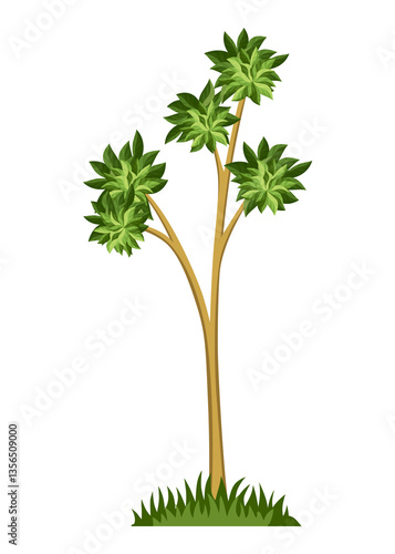 Obraz na płótnie Stage of tree growth. Small tree growth with green leaf and branches. Illustration of business cycle development w salonie