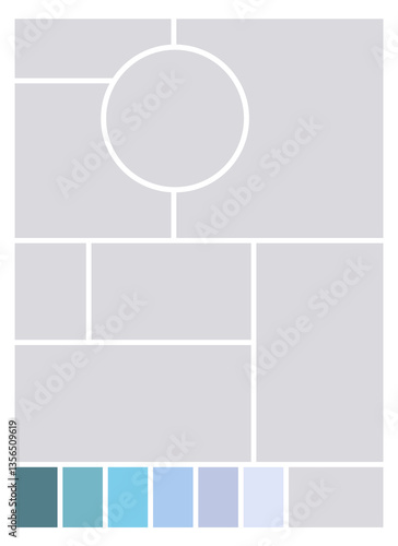 Obraz na płótnie Photo collage template. Album brand board, set portfolio images. Mood board background. Mosaic picture frame. Gallery banner. illustration w salonie