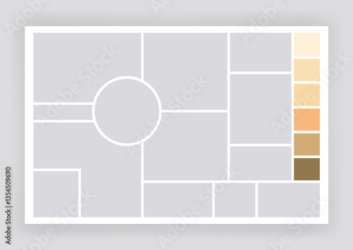 Obraz na płótnie Photo collage template. Album brand board, set portfolio images. Mood board background. Mosaic picture frame. Gallery banner. illustration w salonie