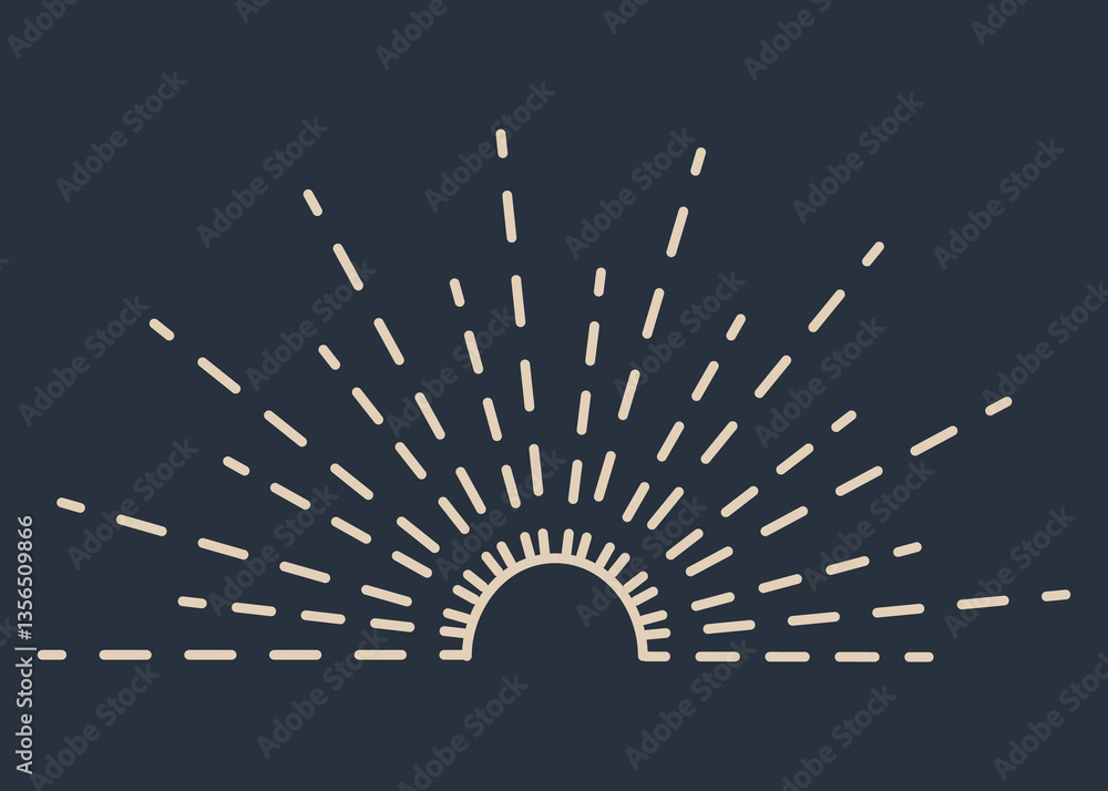 Sunburst firework explosion. Retro hand drawn sparkle. Bursting or light rays, linear drawing. trendy hand drawn retro isolated design element