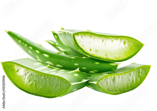 Wallpaper Mural Fresh Aloe Vera Leaves on White Background, PNG with transparency Torontodigital.ca