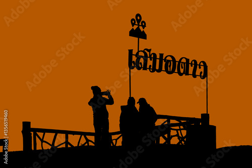 silhouette photo style of Sunrise time at 