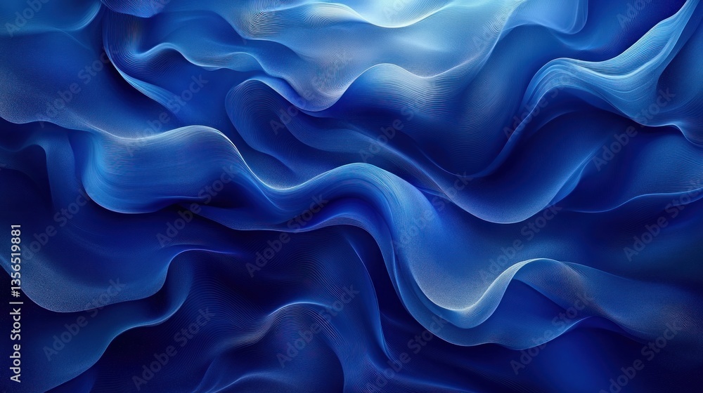Fototapeta premium Abstract Blue Waves: A Serene Digital Artwork