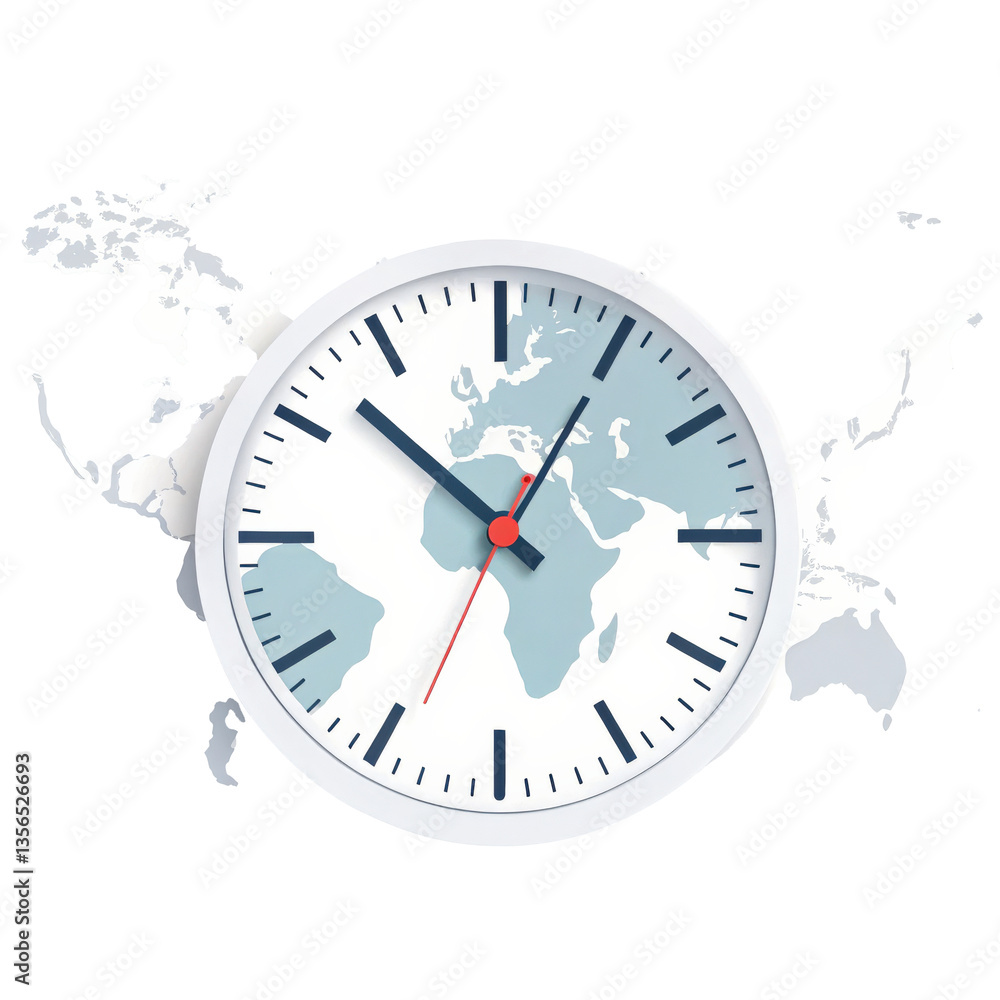 3D minimalistic clock icon features world map design, blending timekeeping with global representation. clock sleek style and subtle colors create modern, elegant look 3D minimalistic clock icon features world map design, blending timekeeping with global representation. clock sleek style and subtle colors create modern, elegant look