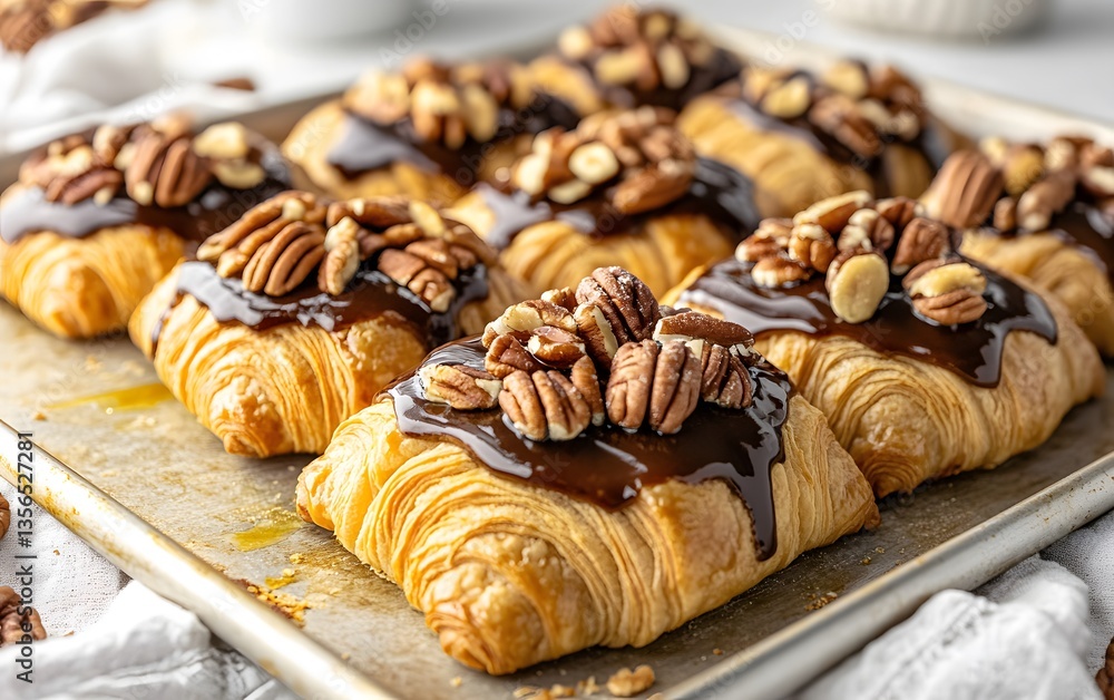 Delicious Chocolate Croissant Pastry with Pecans Delicious Chocolate Croissant Pastry with Pecans